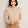 Jersey de cachemir de cuello redondo de una línea para mujer, punto de cachemir, nuevo para otoño e invierno, aspecto holgado que estiliza, punto de lana con ropa interior de estilo occidental