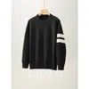 Suéter Masculino Outono/Inverno Novo Estilo Preguiçoso Solto Camada Base Térmica Tricô Tendência Versátil Gola Redonda Preto