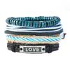 Pulseira de couro trançada punk nova vintage de 4 peças joias masculinas europeias e americanas pulseira de corda de cânhamo diy transfronteiriça pulseira