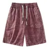 Shorts de Trabalho de Algodão Puro para Homens, Tamanho Grande Novo de Verão M-XL, Extra Grande e Soltos, Estilo Americano Tie-Dye Gradiente Respirável