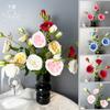 Rosa Artificial de Três Cabeças Rosa Austin Flor Artificial Arranjo de Chão para Casamento Atacado Transfronteiriço Flor de Seda Especial para Casamento