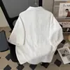 Camisa de Manga Corta con Cuello Cubano para Hombre, Estilo Delgado de Verano con Caída, Camisa Casual Fresca y Moderna Estilo Coreano