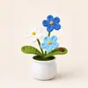 Planta en Maceta de Nomeolvides Tejida a Crochet a Mano, Producto Terminado Tejido con Hilo, Decoración de Maceta, Adorno de Ramo Artificial, Planta en Maceta
