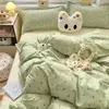 Juego de Cama de Cuatro Piezas Cepillado Clase A, Juego de Tres Piezas para Dormitorio de Estudiante Individual de Invierno, Funda de Edredón Estilo Ins, Ropa de Cama de Dibujos Animados