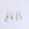Accesorios DIY de Perlas Doradas Antiguas Pendientes Largos de Plata de Ley S925 Pendientes con Borlas Ajuste Vacío de 8-10 mm