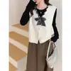 Recomendado superventas~ Diseño elegante, chaleco de punto con corbata de bufanda de seda para mujer, adecuado para primavera y otoño, se puede usar como capa exterior, versátil top sin mangas