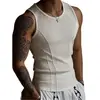Chaleco de Rayas Verticales Acanalado para Hombre, Verano Ajustado, Empalme Elástico, Camiseta sin Mangas Deportiva Redonda para Fitness, Chaleco Deportivo sin Mangas para Hombre