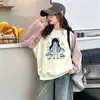 Colección Otoño 2026: Sudadera con cuello redondo y forro polar degradado para niñas, top elegante y moderno de manga larga para niñas mayores