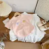 LiquidaciónModa de Verano Linda Linda Corazón Lazo Gato Manga Corta Vestido Casual para Niñas