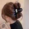 Pinza simple negra con perla brillante, pinza grande nueva para el cabello, red para la cabeza de mujer, pinza de tiburón roja, accesorios para el cabello al por mayor