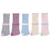 Calcetines de Yoga para Mujer Color Block Nuevo Silicona Antideslizante Cinco Dedos para Pilates en Interiores Absorbentes de Sudor Transpirables Algodón Deportivo
