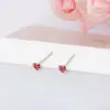 Joyería de Plata Beixi Plata de Ley S925 Diciembre Corazón Colorido en Forma de Moda Gorro de Moda Mini Pendientes Pequeños para Mujer Exquisitos de Moda Versátiles