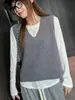 Outono/Inverno 2026 Novo Colete de Tricô Sem Mangas Gola V Cor Sólida Camada Base Camiseta Colete Versátil Simples Feminino