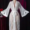 Nine Hours Pijama Transfronterizo Amazon Nuevo Sexy Camisón Bata de Encaje Bata de Baño Espalda Transparente Larga