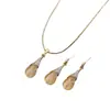 Collar Colgante de Pedrería Ojo de Gato Juego de Pendientes de Tachuela Cadena de Caja Bohemia Pendientes Dorados Hechos a Mano para Mujer Oro Rosa
