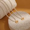 Collar de acero de titanio con lazo y costura de perlas de Superior Sense Home, chapado en oro de 18 quilates, estilo nicho, cadena de clavícula de acero inoxidable