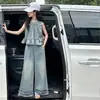 Conjunto de Mezclilla para Niñas Ropa de Verano 2026 Modelo Nuevo Conjunto de Dos Piezas Delgado Super Elegante de Verano para Niñas Mayores Transfronterizo