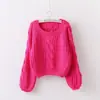 Comercio exterior europeo y americano otoño e invierno nuevo suéter de punto holgado con cuello redondo trenzado, suéter de punto para mujer estilo casual