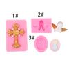 Molde de Silicona para Pastel Fondant Forma de Cruz Europea Ángel Relieve Arcilla Yeso Pegamento Aromaterapia DIY