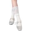 Calcetines de encaje gris dulce para niña JK, calcetines largos de algodón hasta la rodilla con costuras de lazo de encaje