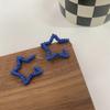 Aretes de Aguja de Plata S925 Azul Klein Nicho Corazón Estrella de Cinco Puntas para Mujer Retro Personalizados en Forma de C 574X