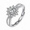 Anillo abierto de moissanita de imitación de circón de 1 quilate con ocho corazones y ocho flechas para mujer.