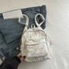 Mochila de rayas estilo coreano, suave, con degradado colorido, para chicas, pequeña, para estudiantes, viajes y ocio.