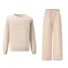 Conjunto Europeo y Americano para Mujer Otoño 2026 Top de Manga Larga con Cuello Redondo Pantalones Largos de Cintura Elástica Pierna Ancha Conjunto Casual