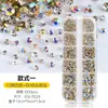 Conjunto de Strass Branco Branco AB Fundo Pontiagudo 12 Grades Ss3-Ss20 Enfeites Nail Art Vidro Nail Art Pilha Diamante Joias