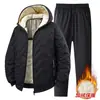 Tallas L-7XL Ropa de Algodón con Grafeno Pantalones de Algodón Conjunto de Dos Piezas Moda de Invierno Conjunto Cálido Ropa de Algodón para Hombre Pantalones de Algodón Conjunto para Hombre