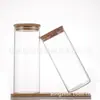 Pote de Vidro de Boca Reta 80mm com Tampa de Bambu de Alto Borossilicato, Pote de Armazenamento Selado, Pote de Armazenamento para Cozinha, Pote Dispensador de Folhas de Chá com Rolha de Madeira