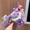 Pingente Chaveiro Buquê de Pelúcia Acabado, Buquê de Rosas de Crochê com Fio, Presente de Dia dos Namorados, Pequeno Presente de Aniversário
