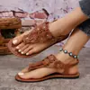 Comercio Exterior Tallas Grandes Verano 2026 Nuevas Sandalias Mujer Anillo en el Dedo del Pie de Flor Europea Americana Sandalias Planas Chanclas Zapatos de Playa