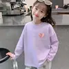 Camiseta Moderna de Manga Larga para Niños Mayores, Atuendo de Otoño para Bebés, Nueva Camiseta de Algodón Puro para Niñas de Primavera y Otoño, Camiseta Básica para Niños