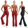 Mono de Yoga Deportivo Transfronterizo Europeo y Americano de Amazon para Mujer con Hermoso Diseño en la Espalda, Bloques de Color, Alta Elasticidad, Secado Rápido, de una Sola Pieza con Pantalones Largos Acampanados