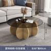 Mesa de Centro para Sala de Estar, Lujo Ligero Moderno Sala de Estar, Pequeña Mesa de Centro Redonda de Placa de Roca para Hogar, Tendencia Ins Minimalista para Balcón