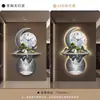 Pintura Moderna de Luxo Leve Nove Peixes Decoração de Entrada Pintura com Relógio Novo Estilo Chinês Pinheiro de Boas-Vindas Iluminação de Paisagem para Sala de Estar Pintura de Parede