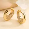 Aogu Moda Lujo Accesible Chapado en Cobre Oro de 18 Quilates Circonita Pendientes en Forma de U para Mujer Europeos y Americanos Ins Nicho Pendientes Personalizados de Gama Alta Nuevos