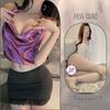 Lencería Floral Abstinencia Uniforme de Secretaria Morado Celebridad de Internet Conjunto sin Espalda Escote Sexy Ceñido a la Cadera Tentación Dropshipping