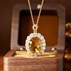 Collar de Citrino Amatista Natural de Gran Quilate Plata de Ley S925 Colgante de Piedra Preciosa Corte Milenio Cadena para Clavícula Venta al por Mayor