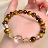 Pulseira Ano do Coelho 2025 Pedra Olho de Tigre Amarelo Simboliza Paz Pulseira para Homens e Mulheres Casais Contas Budistas Atacado