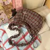Bolso Cruzado de Hombro Único Plisado Rojo Estilo Coreano Cuadros Artísticos Alto Valor Estudiante Universitario Versátil para el Trabajo Bolso Dumpling