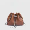 Moda Femenina Exclusiva Transfronteriza Bolso Nube de Borlas de Cuero Genuino Diseño Moderno con Cierre de Cordón Bolso de Hombro Cruzado Individual