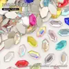 Nova Arte de Unhas Tendência Irregular 3*6 Ponta Dupla Fundo Plano Diamante Aurora Iridescente Gelo Champanhe Decoração de Unhas Strass