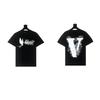 2024 VLONE Camiseta de Manga Corta Serie V Grande Estampado de Estrella V Camiseta de Manga Corta para Parejas Hombres y Mujeres Tendencia High Street Personalizada