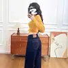 Calça Jeans Flare de Perna Larga para Mulheres, Tendência Outono e Inverno 2025 Novo Estilo, Solta e Casual, Moda Coreana Preguiçosa Calça Reta