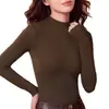 Top Básico de Invierno y Otoño para Mujer de Canalé con Cuello Alto, Cuello Alto Pequeño, Ropa Interior Moldeadora Adelgazante, Top Cálido Versátil de Manga Larga para Mujer