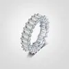 Anillo rectangular de plata S925 con circonita para mujer, chapado en oro, anillo completo de imitación de diamante, anillo de cola personalizado de moda