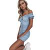 Vestido de verano para mujer, sexy, fresco, dulce, con hombros descubiertos, floral, con cordones y cintura, ropa de mujer en stock al por mayor.