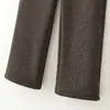 Calça Jeans Mom Estilosa Perna Reta Outono Inverno 2026 Nova Espessada com Veludo para Mulheres de Meia-Idade e Idosas Calça de Perna Reta Estreita Calça de Perna Larga Mulheres